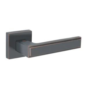 Brass Lever Handle on Square Rose with Escutcheons – Oil Rubbed Bronze Finish – British Hardware
