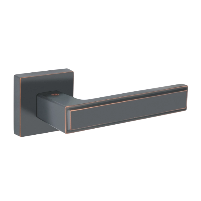 Brass Lever Handle on Square Rose with Escutcheons – Oil Rubbed Bronze Finish – British Hardware