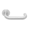 Stainless Steel Tubular Lever Handle with Round Escutcheons 140mm – Satin Stainless Steel – British Hardware