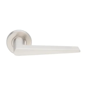 Investment Cast Solid Stainless Steel Lever Handle with Escutcheons 129mm – Satin Stainless Steel – British Hardware