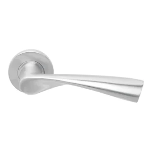 LRS309 Stainless Steel Lever Handle with Dual Satin and Polished Finish on Rose with Escutcheons 127mm – British Hardware