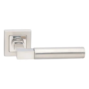 EuroArt Stainless Steel Lever Handle on Square Rose 127mm – Satin Finish