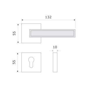 brass lever handle on square rose with escutcheon for home doors, office doors and interior doors