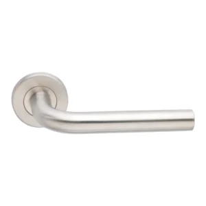tubular lever handle on rose with escutcheon for doors