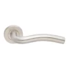 LRS107 Tubular Lever Handle on Rose 135mm Satin Stainless Steel | British Hardware