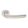LRS110 Tubular Lever Handle on Rose 135mm Satin Stainless Steel | British Hardware