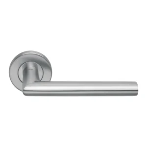 Stainless Steel Lever Handle on Rose 130mm Satin Stainless Steel | British Hardware