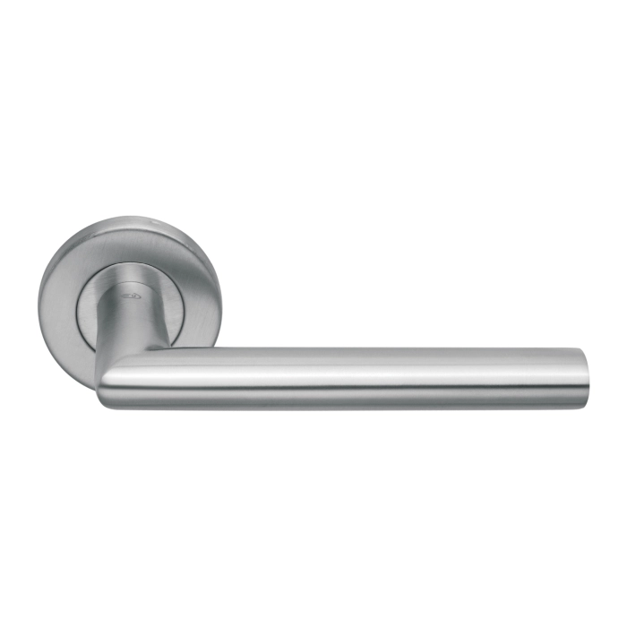 Stainless Steel Lever Handle on Rose 130mm Satin Stainless Steel | British Hardware