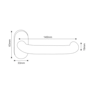 Tubular Lever Handle on Oval Rose 140mm Satin Stainless Steel | British Hardware