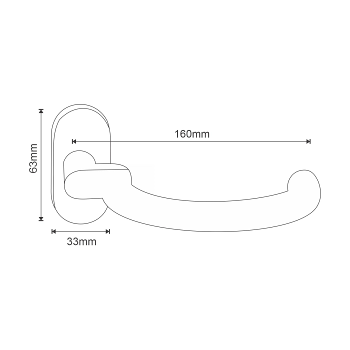 Tubular Lever Handle on Oval Rose 160mm Satin Stainless Steel | British Hardware