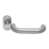 Tubular Lever Handle on Oval Rose 160mm Satin Stainless Steel | British Hardware