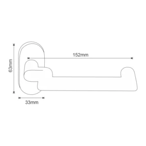 19mm Tubular Lever Handle on Oval Rose Satin Stainless Steel | British Hardware