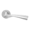 stainless steel lever handle on rose with escutcheon for doors