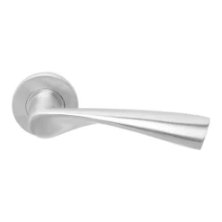 stainless steel lever handle on rose with escutcheon for doors