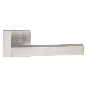 stainless steel lever handle on square rose with escutcheon for home doors, office doors and interior doors
