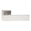 stainless steel lever handle on square rose with escutcheon for home doors, office doors and interior doors