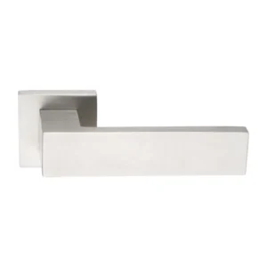 stainless steel lever handle on square rose with escutcheon for home doors, office doors and interior doors
