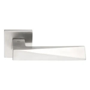 stainless steel lever handle on square rose with escutcheon for home doors, office doors and interior doors