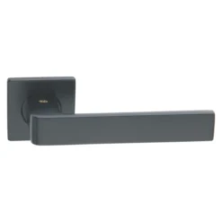 stainless steel lever handle on square rose with escutcheon for home doors, office doors and interior doors