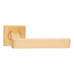 stainless steel lever handle on square rose with escutcheon for home doors, office doors and interior doors