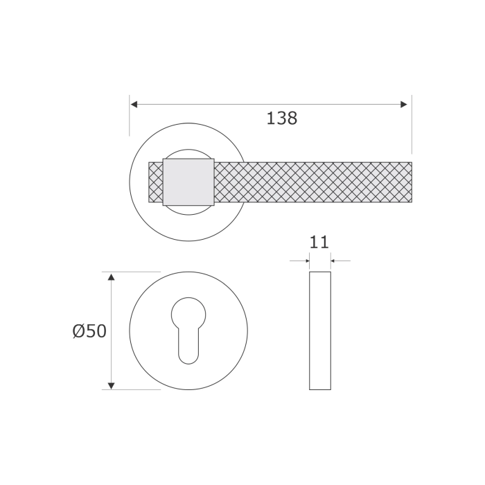 brass lever handle on round rose without escutcheon for doors