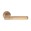 brass lever handle on round rose without escutcheon for doors