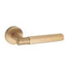 brass lever handle on round rose without escutcheon for doors