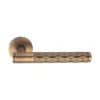 brass lever handle on round rose without escutcheon for doors
