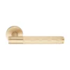 brass lever handle on round rose without escutcheon for doors