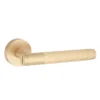 brass lever handle on round rose without escutcheon for doors