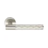 brass lever handle on round rose without escutcheon for doors