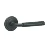 brass lever handle on round rose with escutcheon for doors