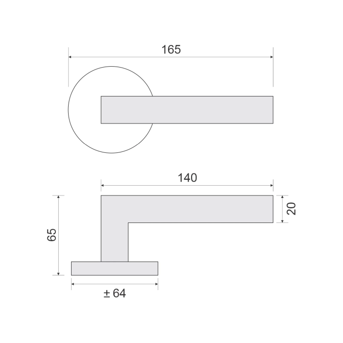 Brass Lever Handle on 6mm Round Rose with Escutcheons 140mm Length British Hardware