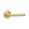 brass lever handle on round rose with escutcheon for doors
