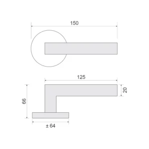 brass lever handle on round rose with escutcheons for interior and main doors