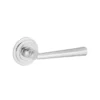 brass lever handle on round rose with escutcheons for interior and main doors