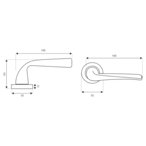 Brass Lever Handle 140mm in EuroArt British Hardware