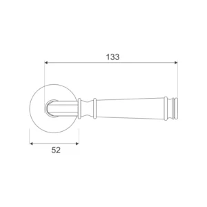 Brass Lever Handle on 7mm Round Rose with Escutcheons 133mm Length British Hardware