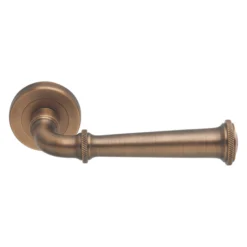 Brass Lever Handle 140mm in Matt Antique Brass British Hardware