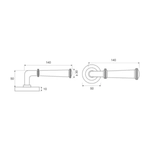 Brass Lever Handle 140mm in British Hardware