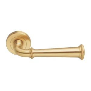 Brass Lever Handle 140mm in Satin Brass British Hardware