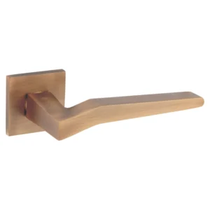 stainless steel lever handle on square rose with escutcheon for home doors, office doors and interior doors