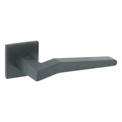 stainless steel lever handle on square rose with escutcheon for home doors, office doors and interior doors