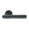 brass lever door handle on round rose without escutcheon for doors