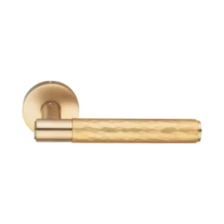 brass lever handle on round rose without escutcheon for interior doors