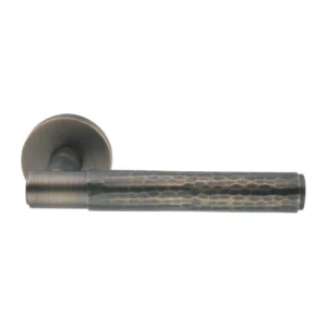 brass lever handle on round rose without escutcheon for interior doors