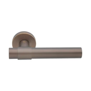 brass lever handle on 10mm round rose with escutcheon for doors