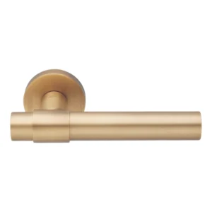 brass lever handle on 10mm round rose with escutcheon for doors