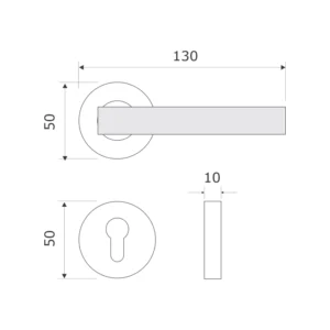 Brass Lever Handle 130mm in EuroArt British Hardware