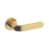 brass lever handle on round rose with escutcheon for doors